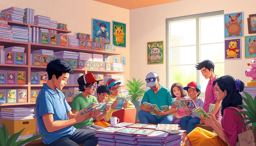 Discover authentic Real pokemon cards India showcased in a vibrant collector's room with enthusiastic fans and organized displays.