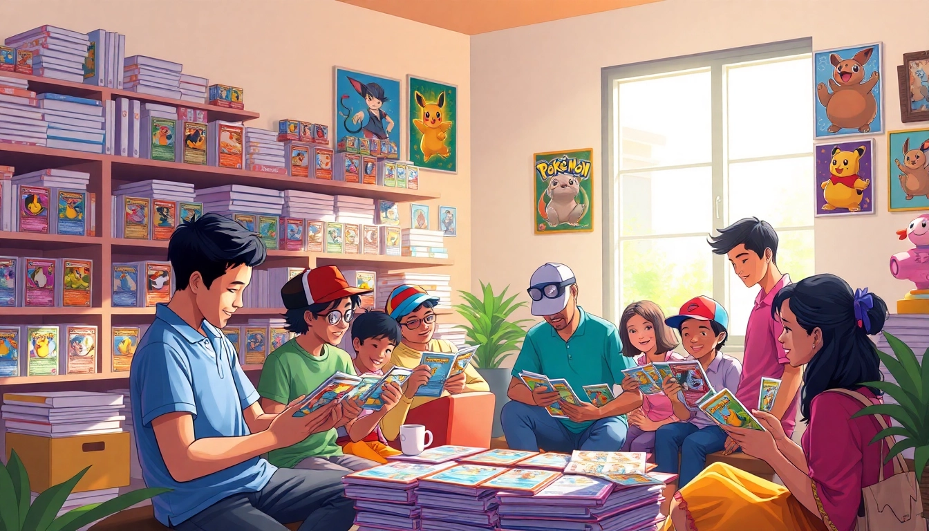Discover authentic Real pokemon cards India showcased in a vibrant collector's room with enthusiastic fans and organized displays.
